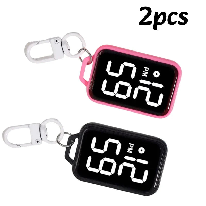 1PC LED Keychain Pocket Watch Digital Display Electronic Watch Student Backpacks Keys Pendant Cartoon Small Hanging Watch Gift Vera Lux