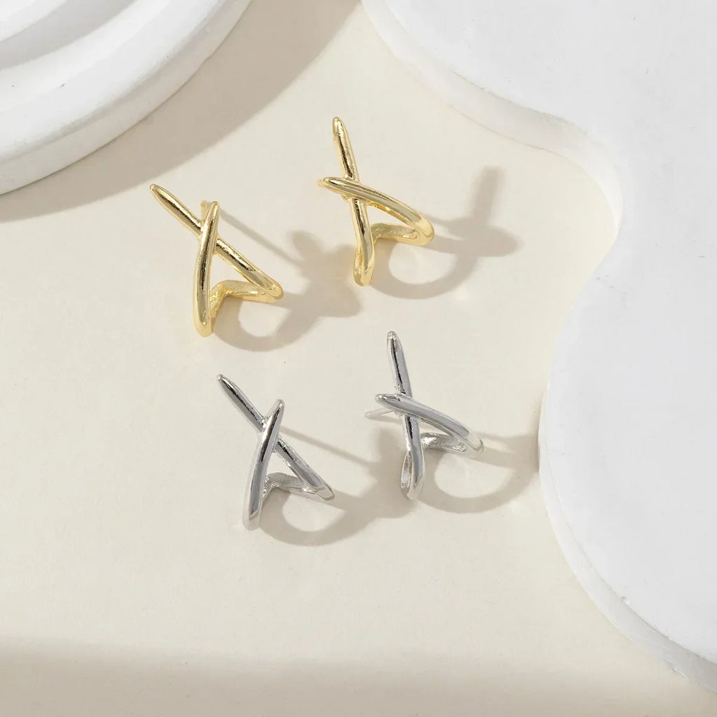 LATS Trendy Gold Color Cross Stud Earrings for Women Dainty Simple Minimalist Earring Fashion Jewelry Party Gifts Wholesale Vera Lux