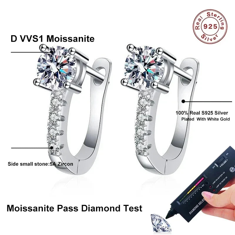NeeTim 0.5 Carat Moissanite Earrings For Women 925 Sterling Silver Ear Stud Hoops Sparkling Diamond Earring Wedding Fine Jewelry Vera Lux
