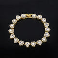 Yupsk 45CM/20CM Shiny Heart Rhinestone Hip Hop Rock Tennis Chain Bracelet Necklace for Women Men Trendy Jewelry Set Gift Vera Lux