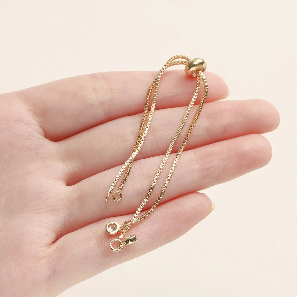 2/4pcs 5/7/12cm 14K/18K Gold Color Plated Brass Adjustable Slider Chains For DIY Bracelet Making Jewelry Making Accessories Vera Lux