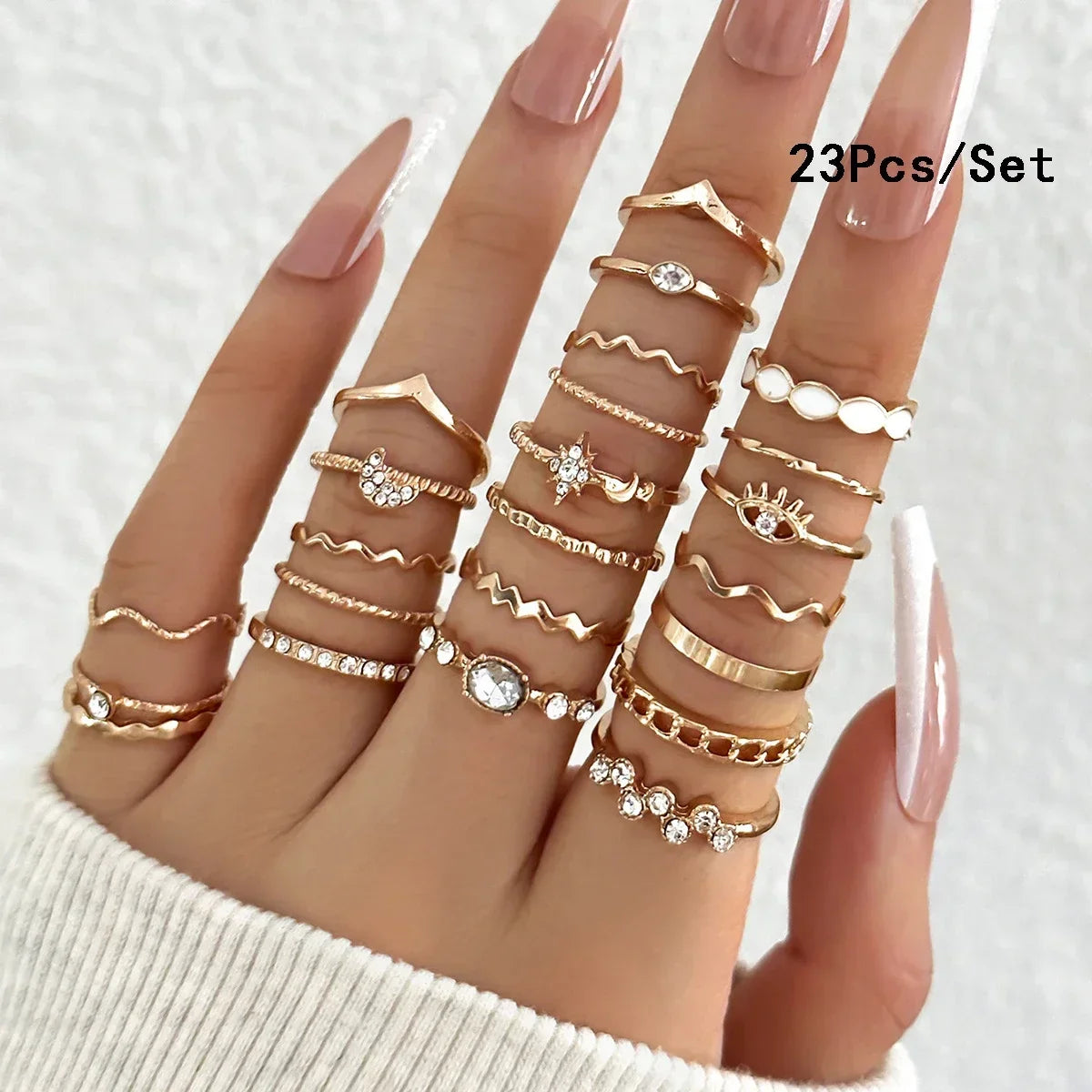 30Pcs Gold Color Knuckle Rings Set For Women Bohemian Geometric Finger Ring Girls Wedding Party Jewelry Gift Vera Lux