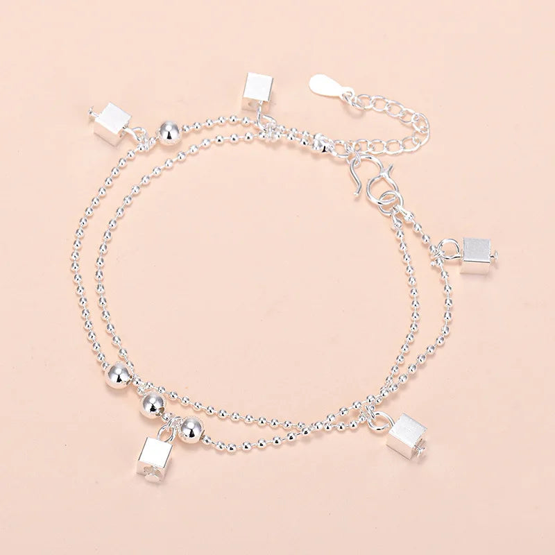 925 Sterling Silver Lucky Bead Charm Bracelets Woman Couple Chain Round Bangles Luxury Jewelry Accessories Wholesale Vera Lux