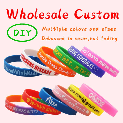 1 Lot Wholesale Custom Silicone Bracelet Custom Silicone Wristband Personalized Bangles Band for All Even Waterproof Not Fading Vera Lux