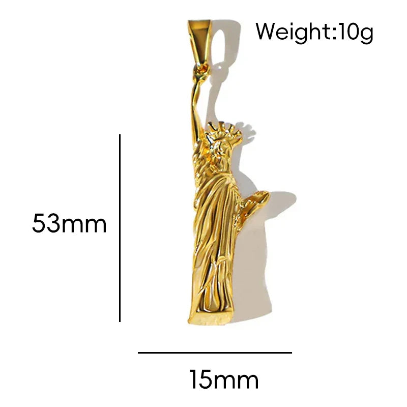 18K Gold Plated Stainless Steel Pendant Vintage Egyptian Pharaoh Portrait Lion Skull & Ghost Hand Charms Trendy Jewelry Vera Lux