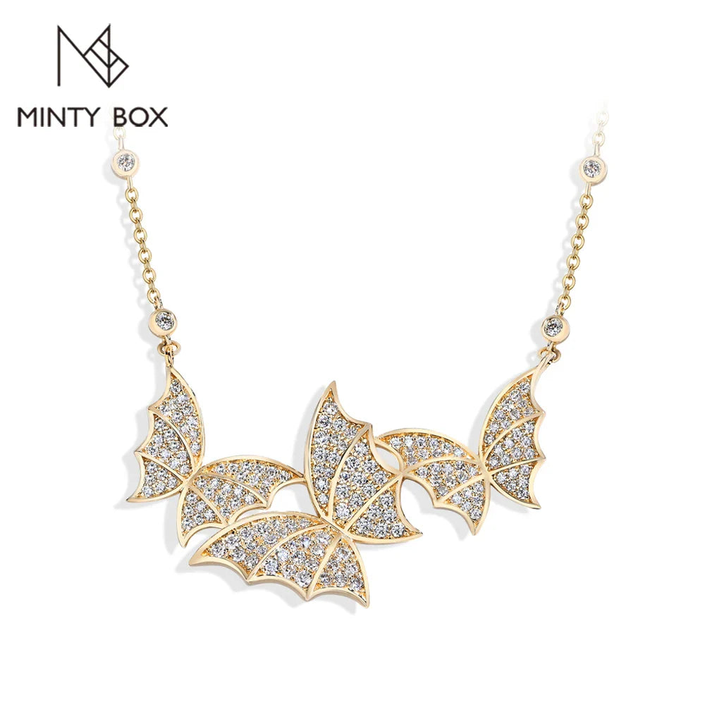 MINTYBOX S925 Sterling Silver Butterfly Moissanite Necklaces Lab Created Diamond for Women 45+5cm Chain Wedding Fine Jewelry Vera Lux