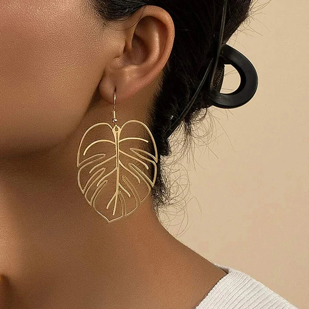 DOTIFI Stainless Steel Bohemian Hollow Exaggerated Leaf Dangle Drop Earring For Women Lady Geometric Female Jewelry Vera Lux
