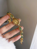 Natural Jade Bracelet Watch Gift Women,Ladies Watches Luxury High Quality Gold Quartz Watches, Elegant Women's Wristwatches Vera Lux