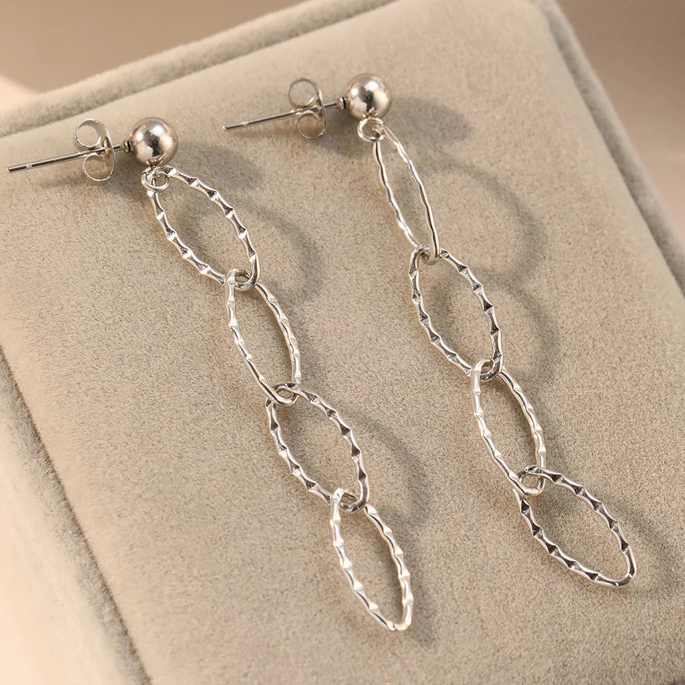 Stainless Steel Earrings Personality Irregular circle Long Fashion Simplicity High-end Sense Dangle Earrings For Women Jewelry Vera Lux