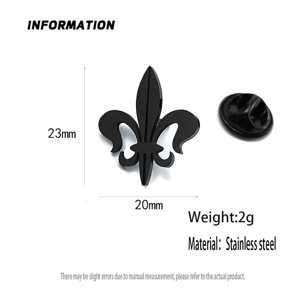 Retro Baroque men's lapel pin, 316L stainless steel gold-plated badge, black brooch for suit accessories, gift for father Vera Lux