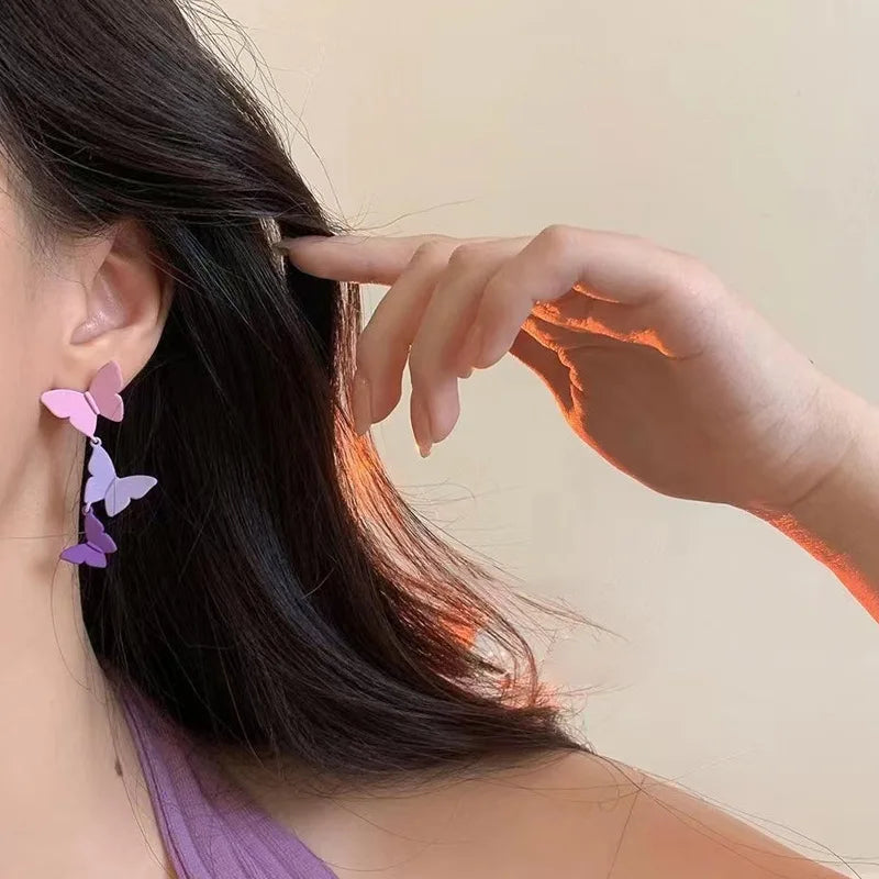 Purple Mini 3D Butterfly Stud Earrings Women's Romantic Wedding Valentine's Day Jewelry Gift Cute Style Vera Lux