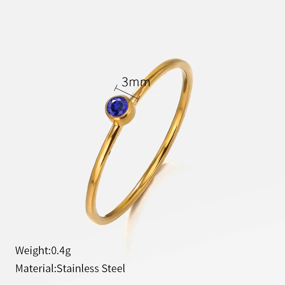 316 Stainless Steel Birthstone Ring Gold Color Simple Fashion Style For Women Festival Party Gift Jewelry Dropshipping Vera Lux