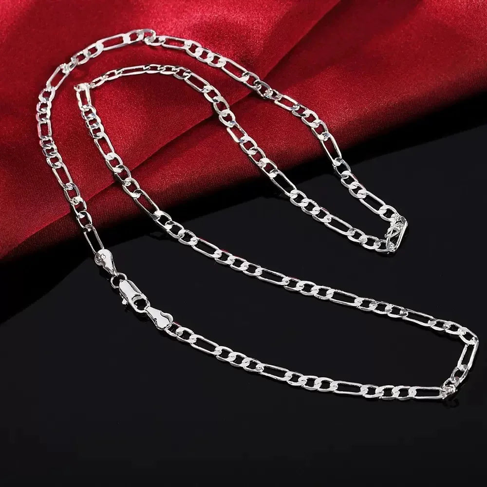Fine Noble New Arrive 925 Silver 4MM Chain for Men Women Bracelet Necklace Jewelry Set Lady Christma Gifts Charms Wedding Vera Lux