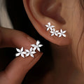 S925 silver sparkling five-petaled flower earrings elegant and fashionable wearable all year round  suitable for festive parties Vera Lux