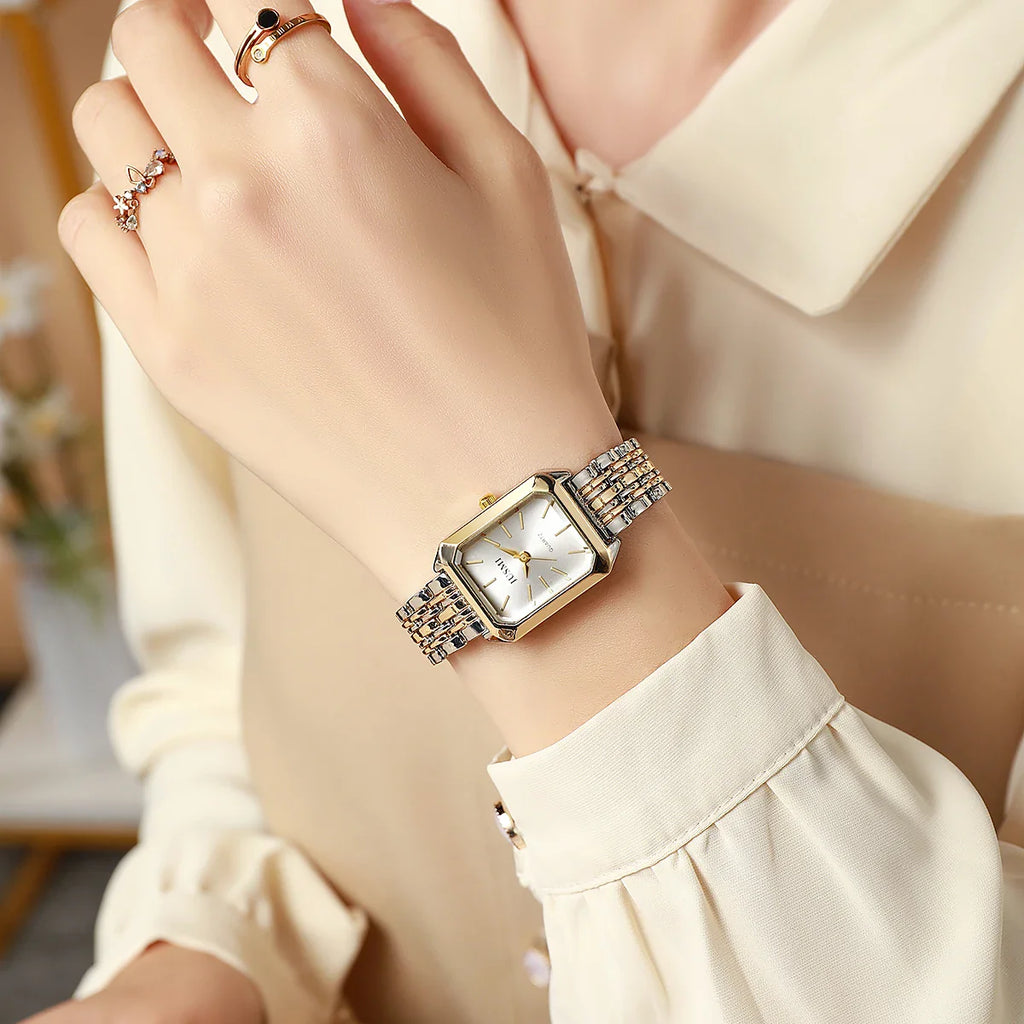 New Fashionable Simple Explosive Square Bar Scale Dial Steel Strip Quartz Watch Vera Lux