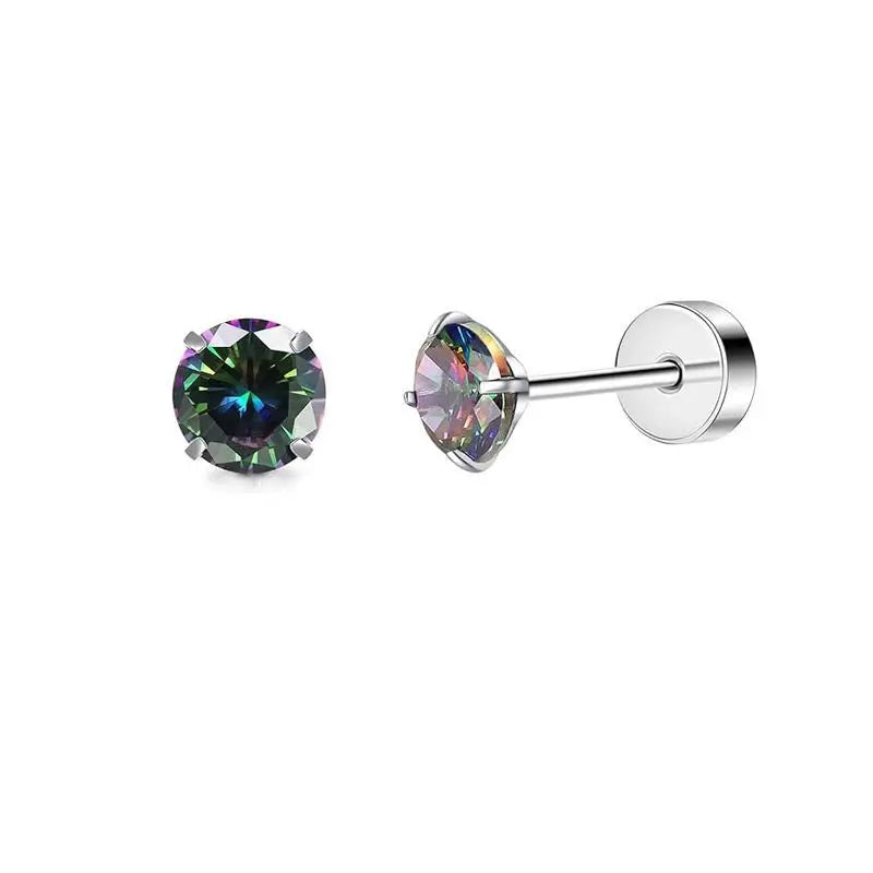 2PCS/Set Stainless Steel Heart Moon Earbone Stud Screw Ball Stud Earrings for Women Fashion Ear Tragus Cartilage Body Piercing Vera Lux