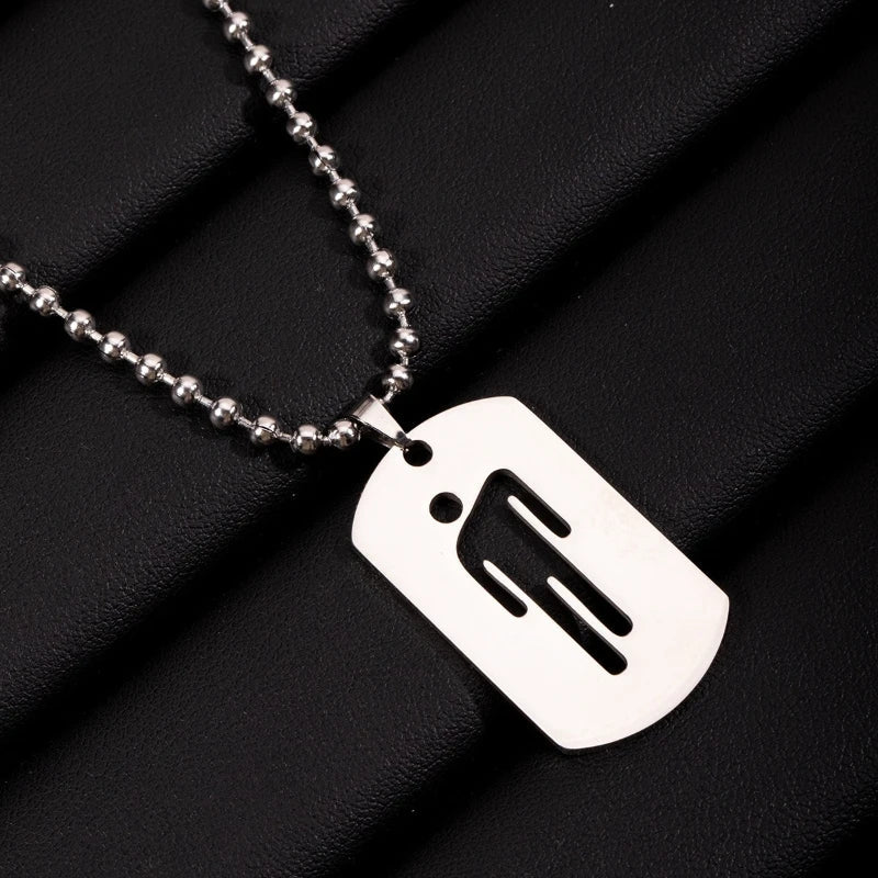 1pcs New Hollow-out Pendant Simple Stainless Steel Figurine Necklace Hip-hop Trend Military Pendant Sweater Chain Vera Lux