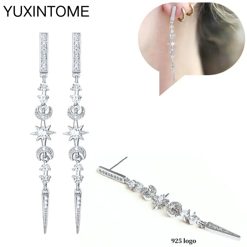 925 Sterling Silver Ear Needle Fashion Hoop Earrings White Crystal Luxury Women's Silver Earrings Wedding Women's Jewelry Gift Vera Lux