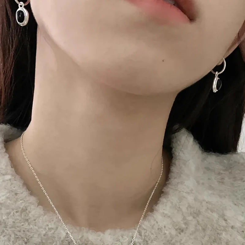 925 Sterling Silver Vintage Gold Round Earrings For Women Black Ball Earring Jewelry Prevent Allergy Party Accessories Gift Vera Lux