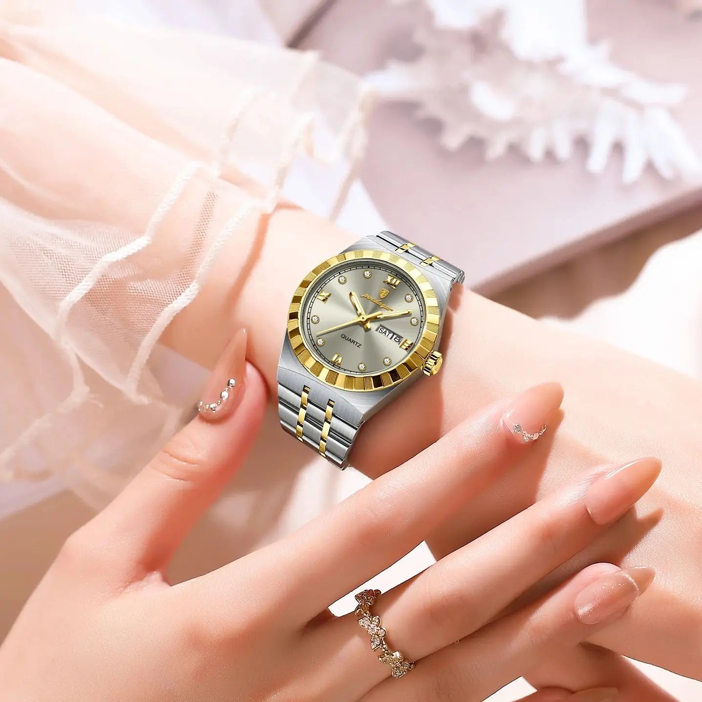POEDAGAR Luxury Original Ladies Watch Luminous Waterproof Week Date Woman Wristwatch Stainless Steel Women Quartz Watches Female Vera Lux
