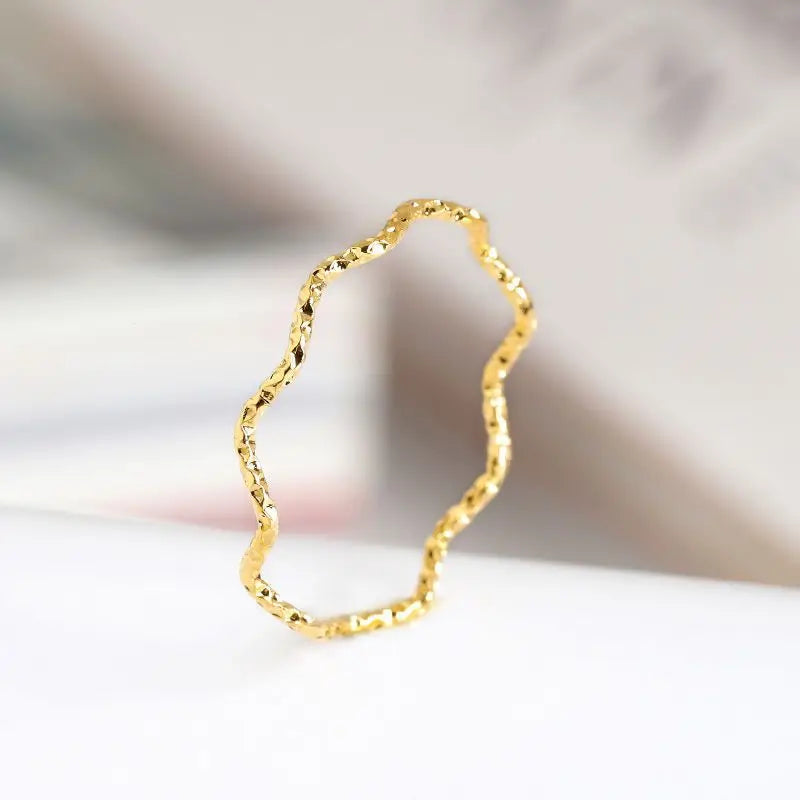 1mm Thin Stainless Steel Wave Design Ring Wedding Band for Women Girl Size 5-10 Vera Lux