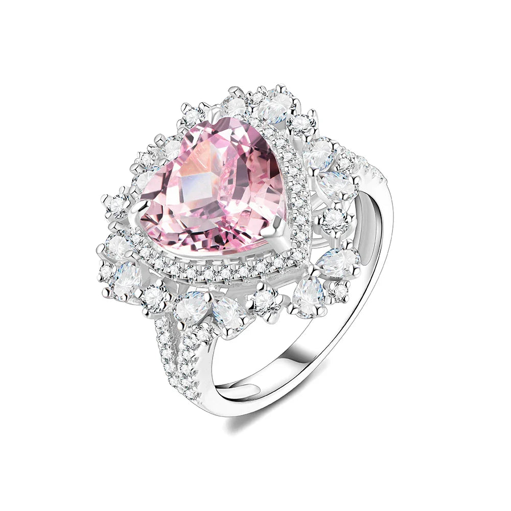 MINTYBOX 4.0CT Heart Ruby Rings for Women S925 Sterling Sliver 10*10MM Gemstone Engagement Wedding Rings Fine Jewelry Party Vera Lux