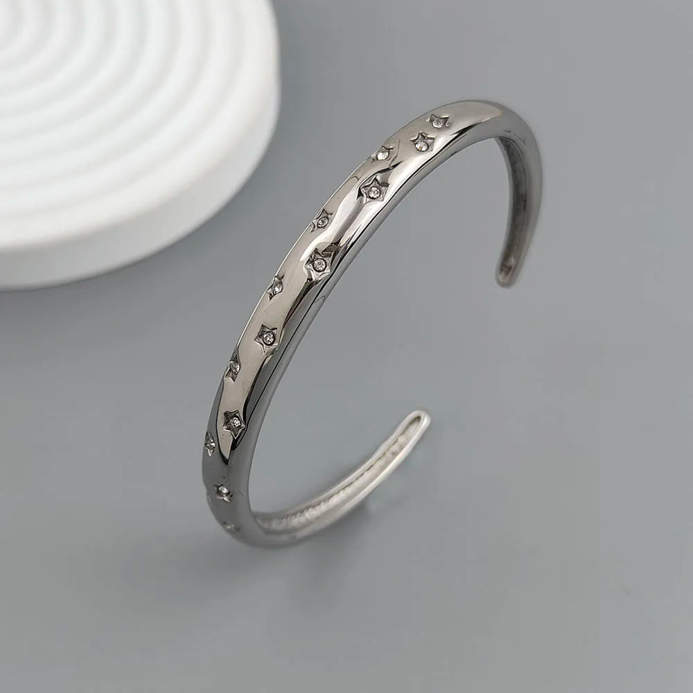 New five-pointed star zircon gold-plated stainless steel bracelet 18K, high quality waterproof couple bracelet, wife gift Vera Lux