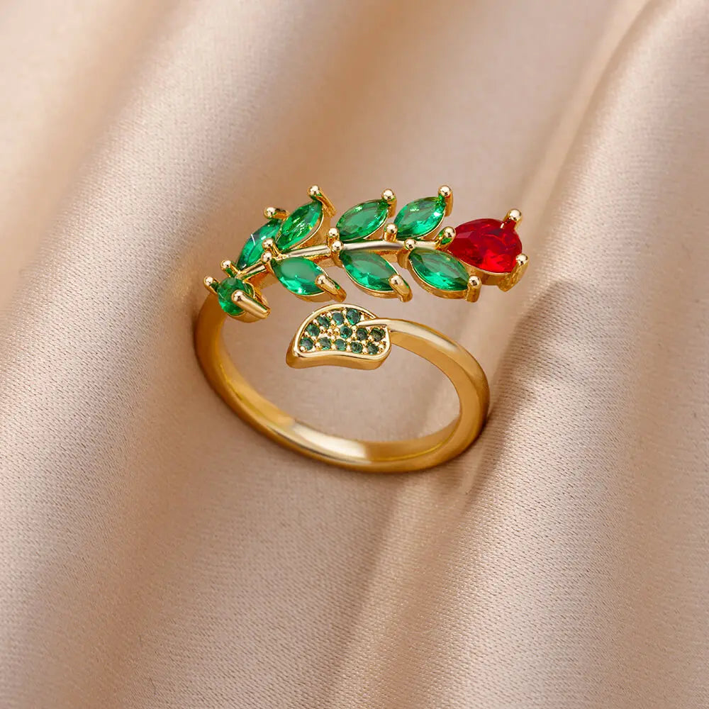 Luxury Rose Flower Zircon Rings For Women Gold Color Stainless Steel Fashion Butterfly Ring 2023 Wedding Aesthetic Jewerly Gift Vera Lux