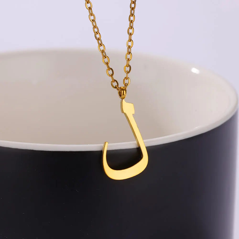 Arabic Letter Name Necklaces For Women Stainless Steel Alphabet Pendant Chain Choker Collar Femme Wedding Aesthetic Jewelry Bff Vera Lux