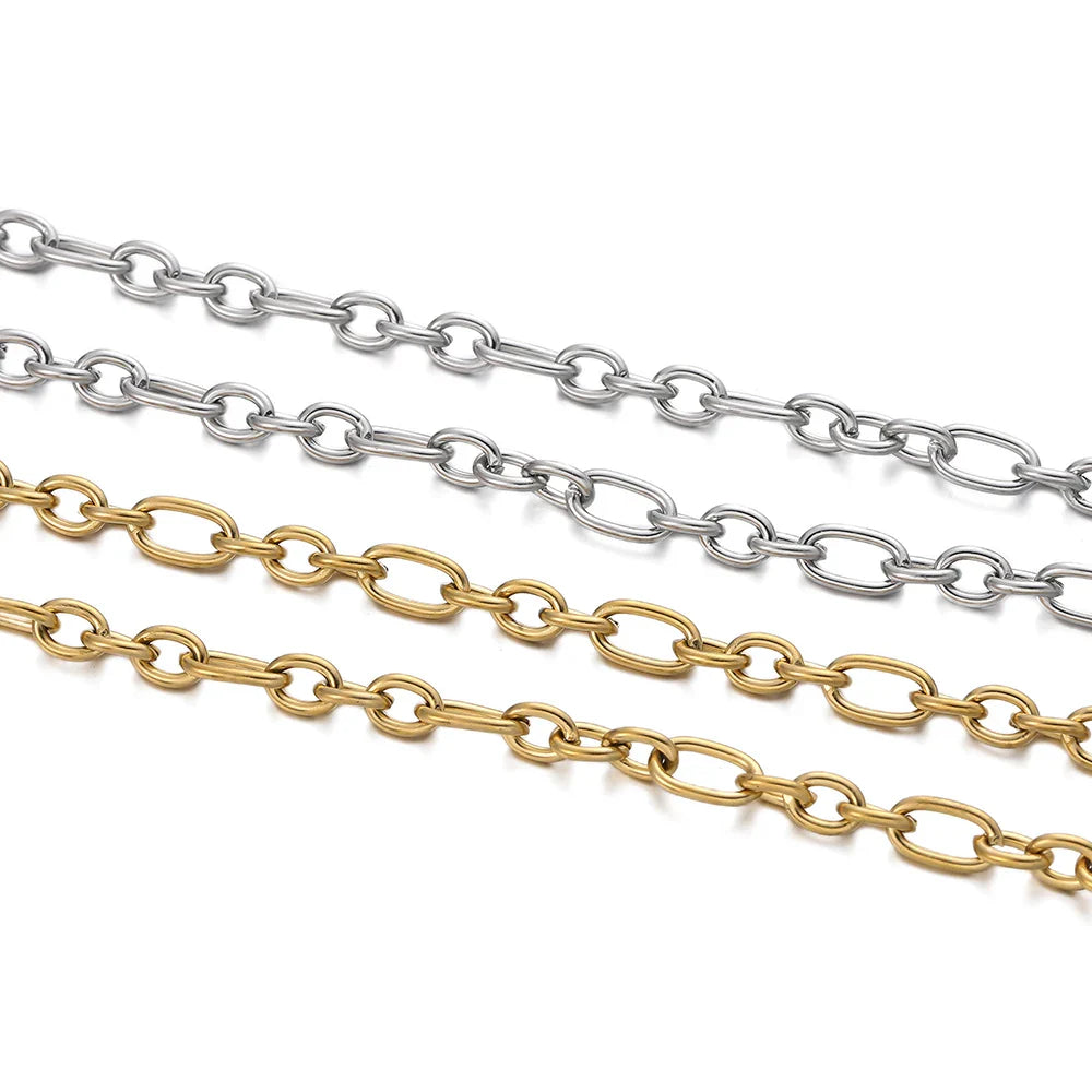 1Meter/Pack 304 Stainless Steel Knot Gold Steel Color Handmade Chains for DIY Necklace Bracelets Jewelry Making Accessories Vera Lux