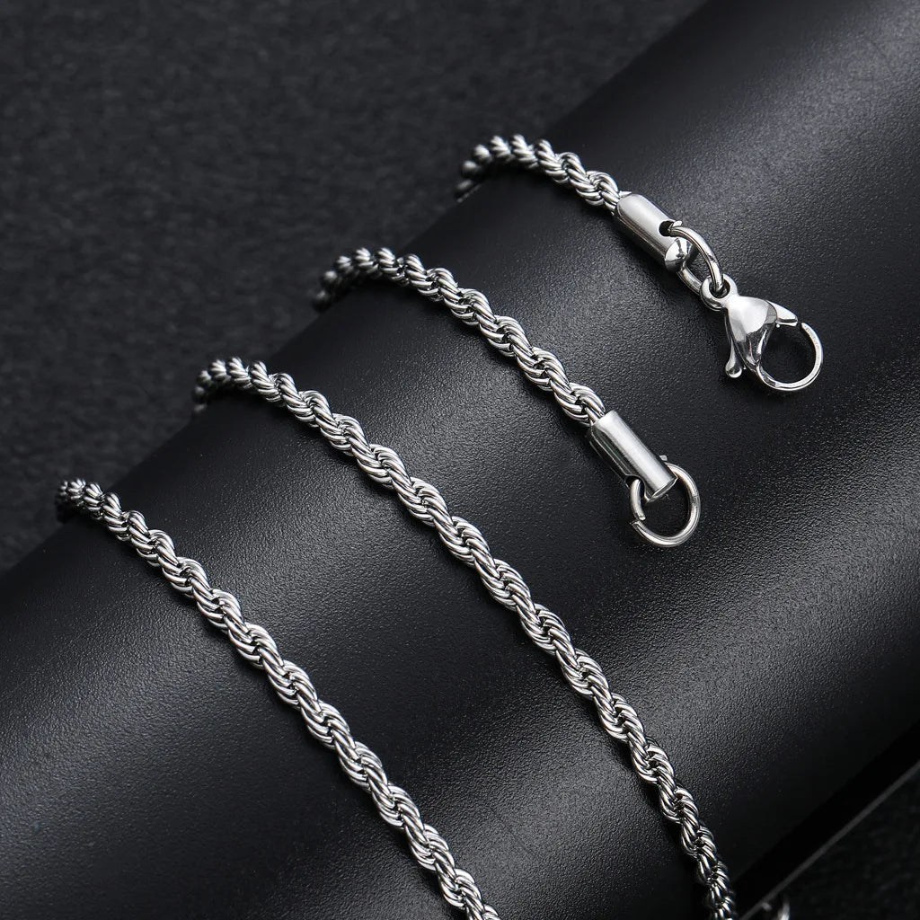 2-6MM Stainless Steel Necklace For Women Men Never Fade Waterproof Twisted Rope Chain Fashion Jewelry 16-30 inches Vera Lux