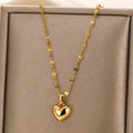 Trendy Heart Pendant Stainless Steel Pleated Necklaces For Women Trendy Gold Color Aesthetic Pendant Necklace Jewelry Accessory Vera Lux