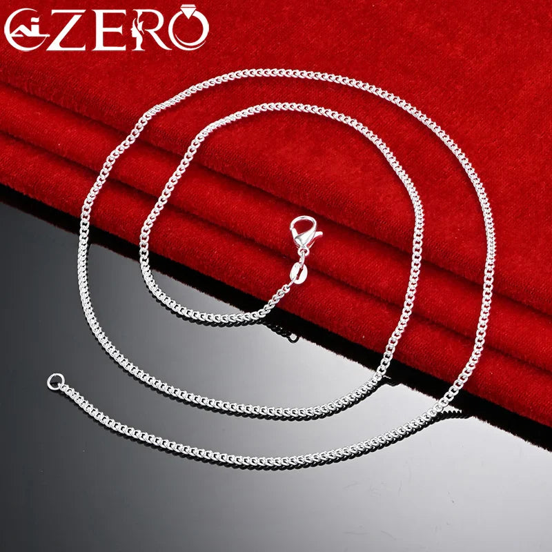 ALIZERO 40-70cm 925 Sterling Silver 2mm Side Chain Necklace For Women Men Wedding Party Fashion Charm Jewelry Gift Vera Lux