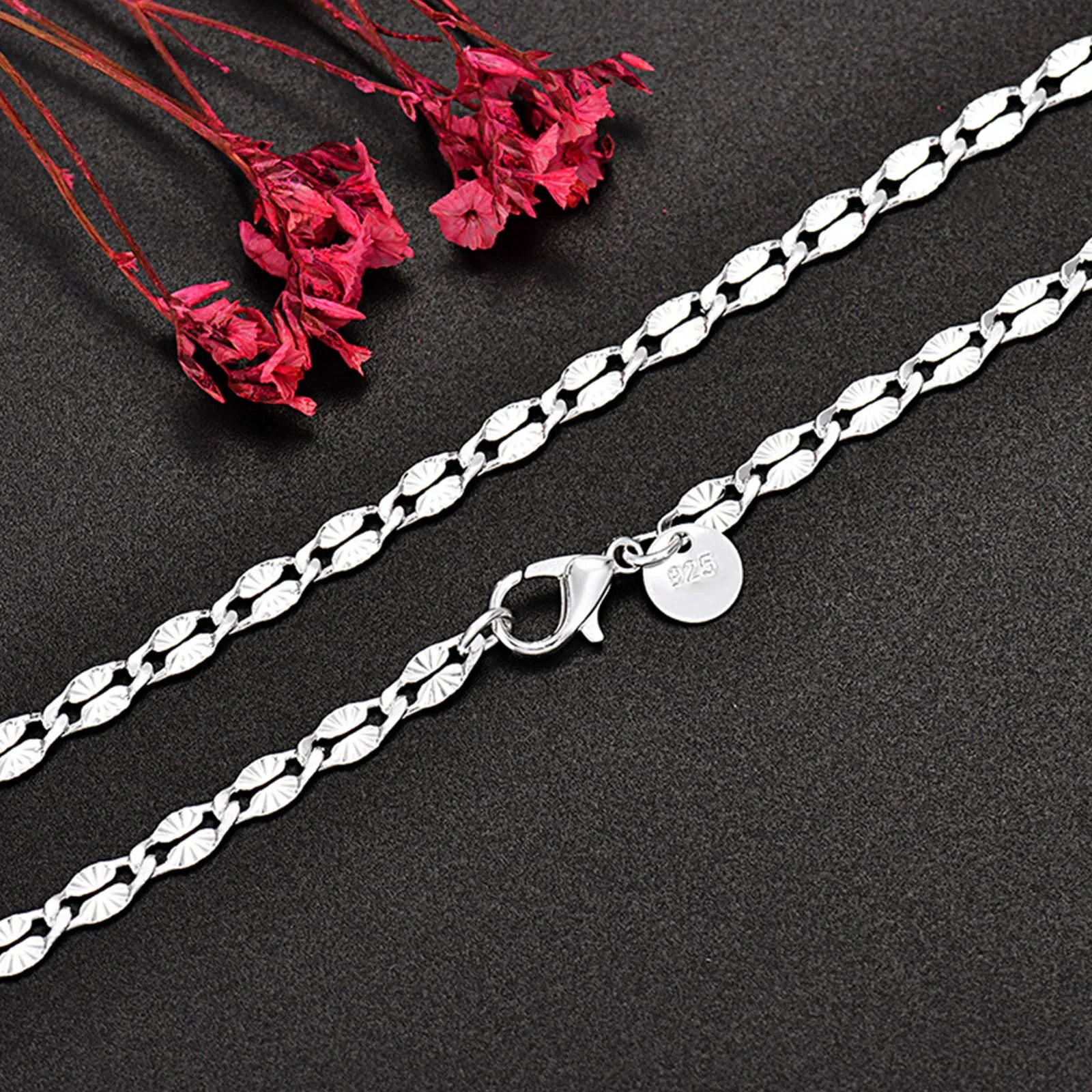 Fine 925 Sterling Silver flat chains Necklaces for Men Women wedding party Jewelry Christmas gifts 45-75cm Vera Lux