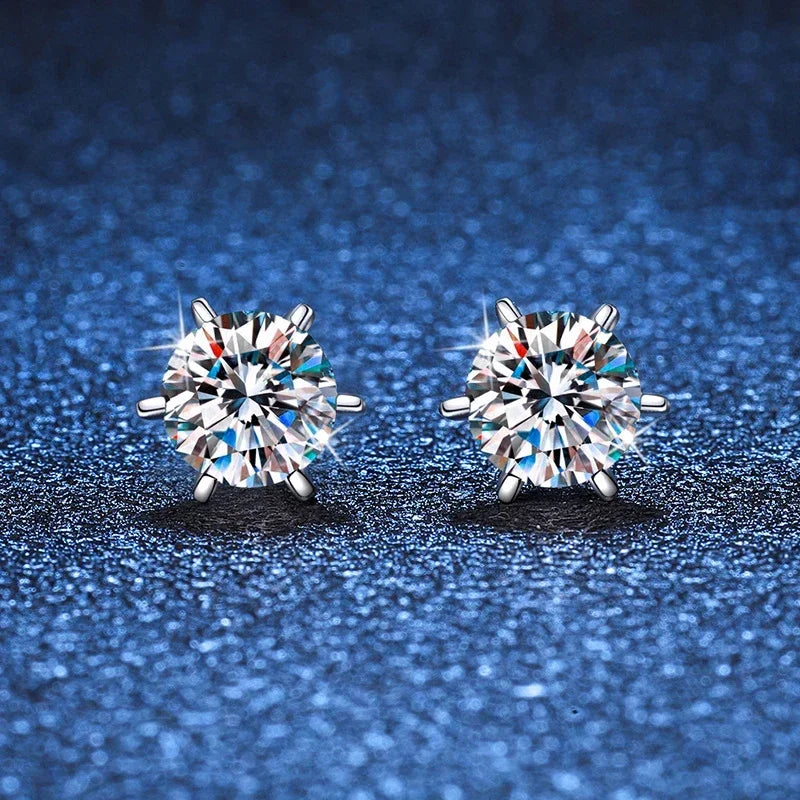 NeeTim 0.3-2CT Moissanite Stud Earrings For Women Screw Thread Ear Studs 925 Sterling Silver Wedding Jewelry Pass Diamond Test Vera Lux