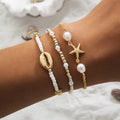 3Pcs Summer Shell Bracelet Set For Women Bohemia Starfish Charm Pearl Seed Beads Chain Bangle Female Beach Vacation Jewelry Gift Vera Lux