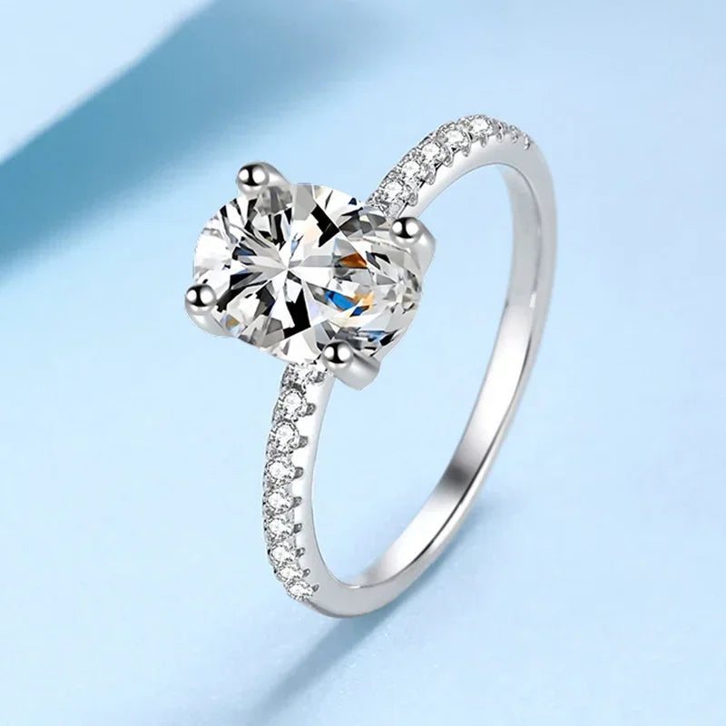 NeeTim 1ct 2ct Oval Cut Moissanite Ring for Women 925 Sterling Silver with Gold Plated Lab Diamond Rings Bands Fine Jewelry Gift Vera Lux