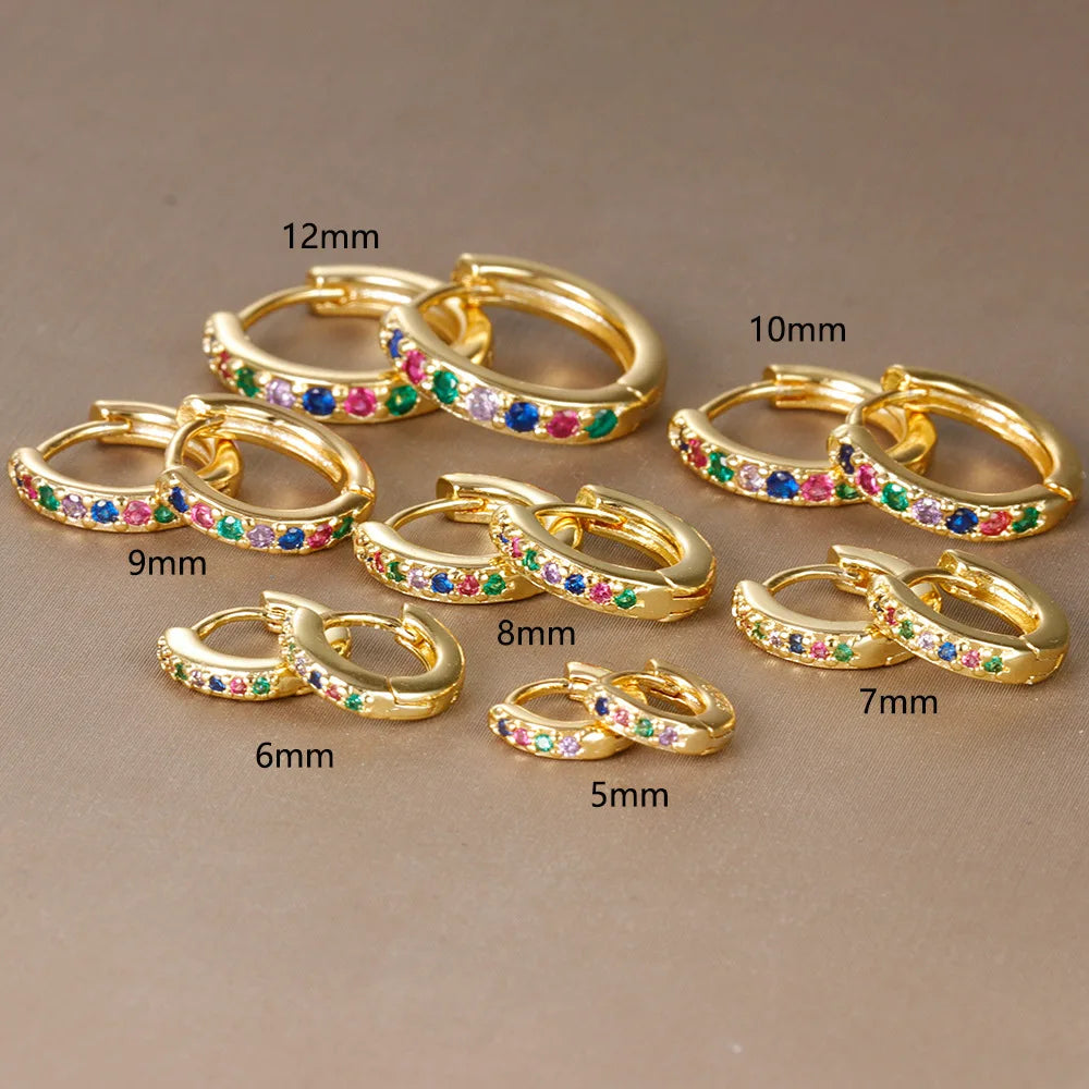 2PCS Stainless Steel Minimal Crystal Zirconia Hoop Earrings Gold Silver Color Small Huggie Cartilage Earring Piercing Jewelry Vera Lux