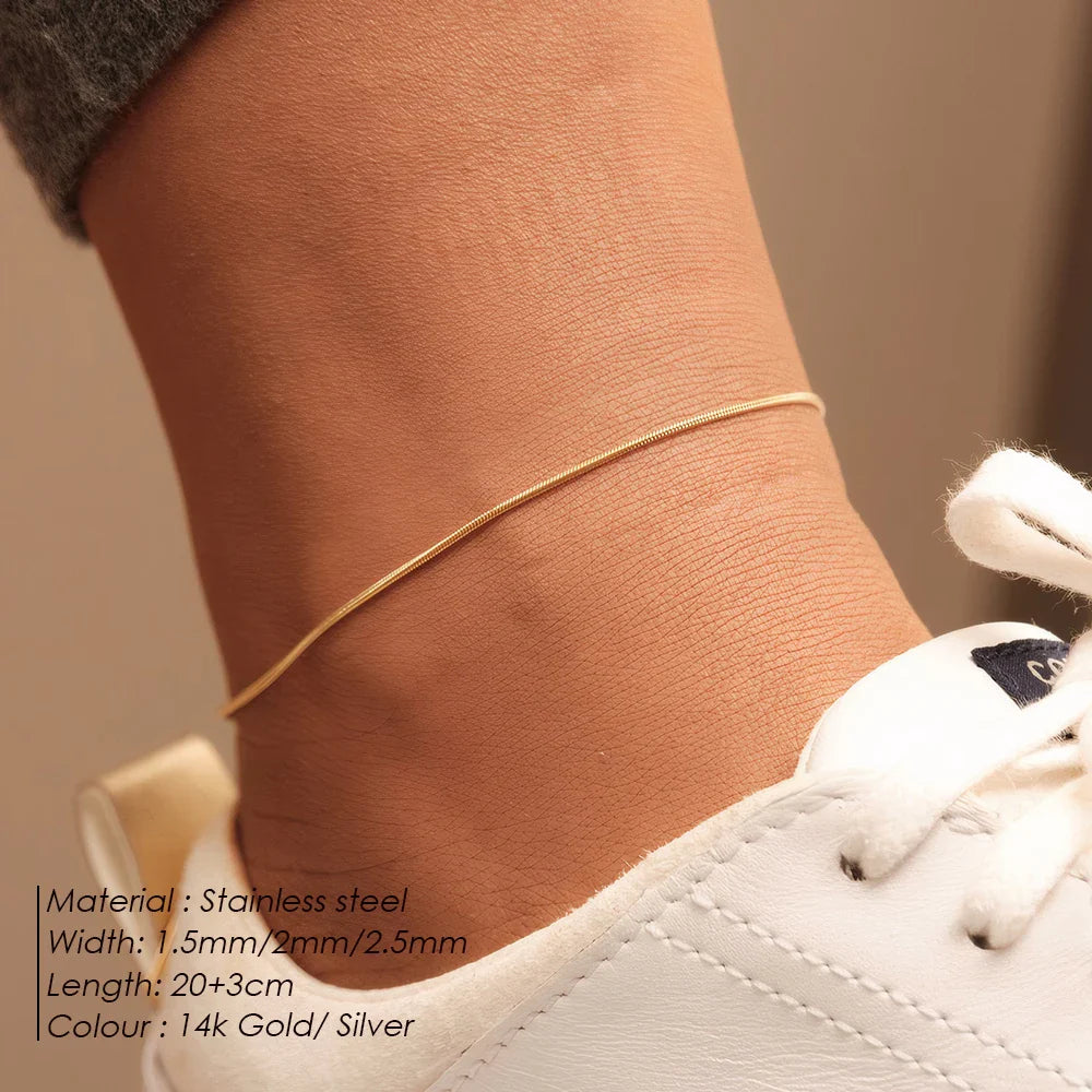 Snake Chain Anklet Stainless Steel Adjustable Chain Ankle Gifts for Women Girls Jewelry Accessories Wholesale Dropshipping Vera Lux