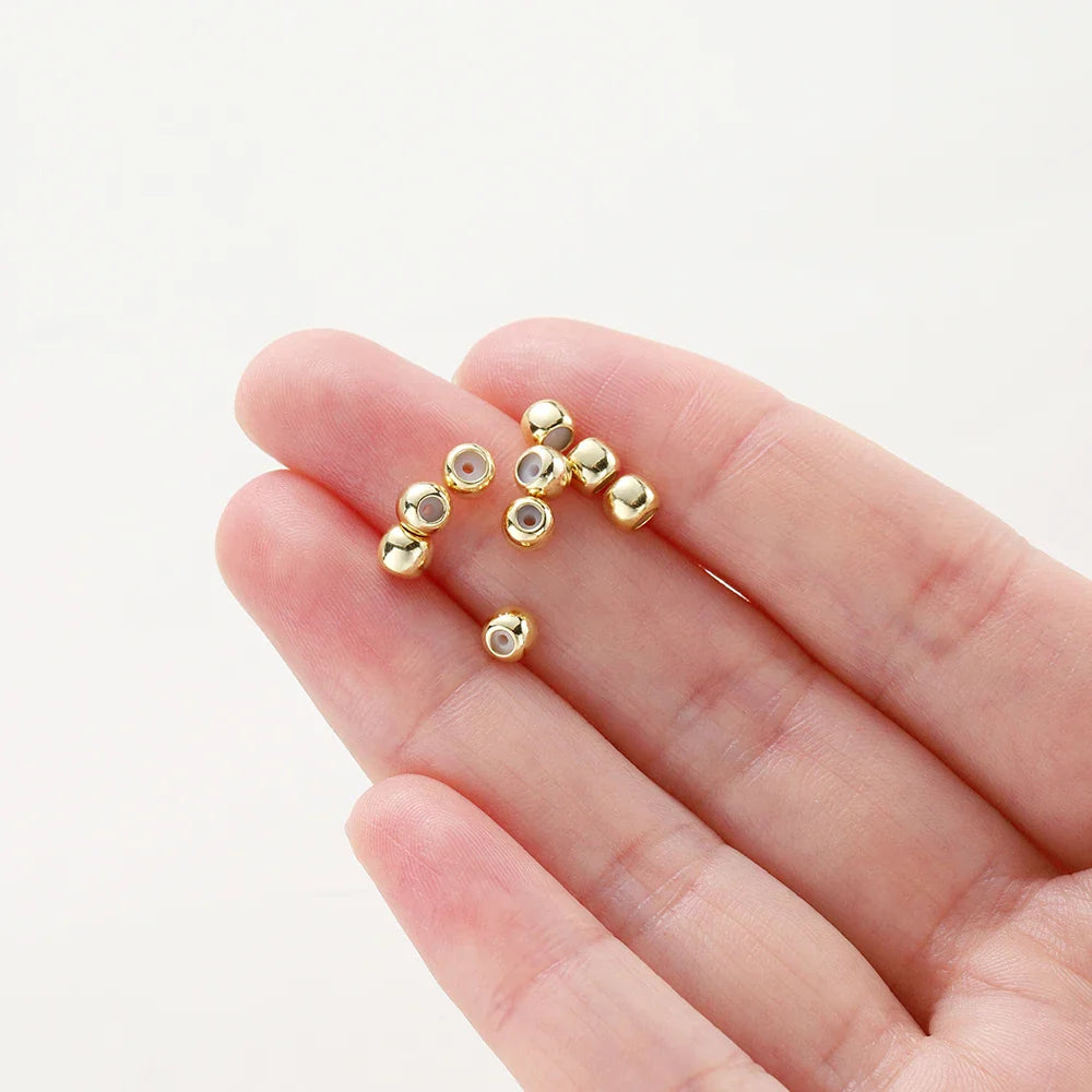 10pcs/lot 14K 18K Real Gold Plated Adjustable Bead With Resine Stopper Spacer Beads Charm Possitioning Beads For Jewelry Finding Vera Lux