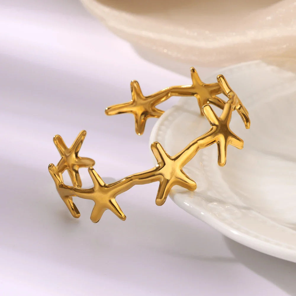 Minimalist Starfish Bangles For Women Lucky Stainless Steel Cuff Bracelets 2024 Trend Female Charm Jewelry Wrist Accessories BFF Vera Lux