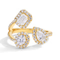 MINTYBOX Three Stone Lab Diamond Ring S925 Sterling Silver Moissanite Rings For Women 18K Gold Plated Engagement Party Gift Vera Lux