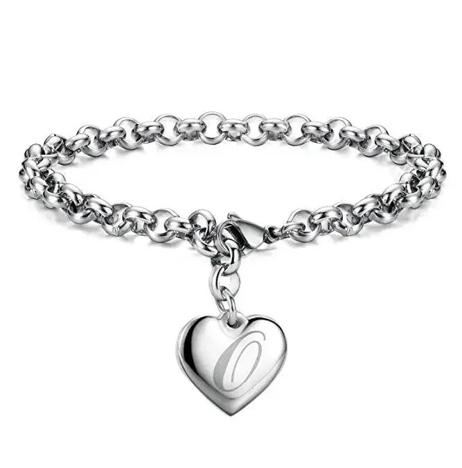 925 Sterling silver Fine 26 Letter women men chain Bracelet Charm Heart Cute wedding Personality Jewelry lady gift party 20cm Vera Lux