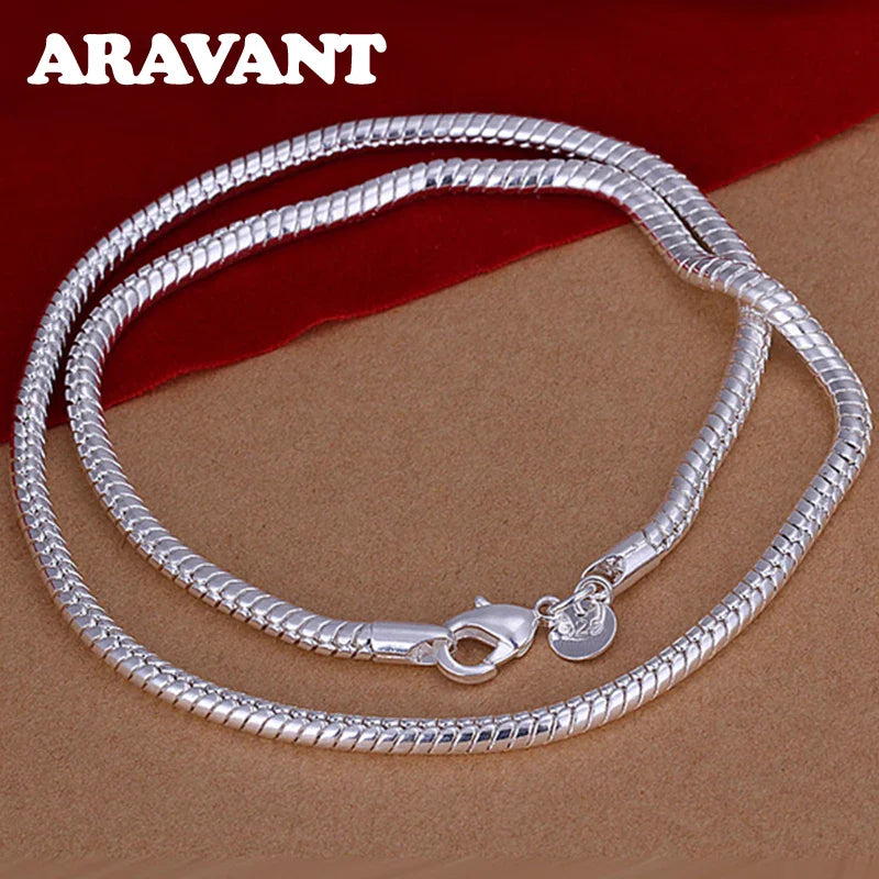 Aravant 925 Silver 1MM/2MM/3MM Snake Chain Necklace For Men Women Pendant Fashion Jewelry Vera Lux