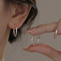 S925 Silver Geometric Twist Circle Earrings Women Elegant Unique Design Korean Versatile Sparkling Flower Modification Ear Studs Vera Lux