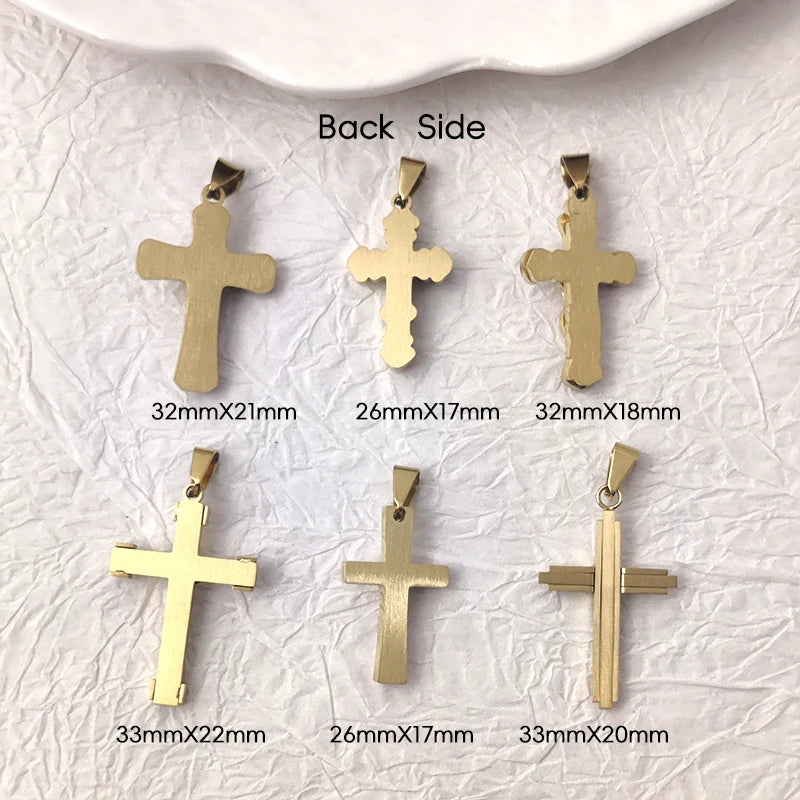 Trendy Men's 18K Gold Plated Stainless Steel Cross Pendant Necklace Christian Wedding Gift Jewelry Hiphop Style Vera Lux