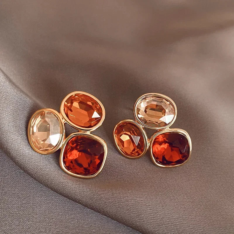 French High-end Brown Crystal Earrings For Women Fashion Luxurious Personalized Daily Accessories Prom jewelry Anniversary Gifts Vera Lux
