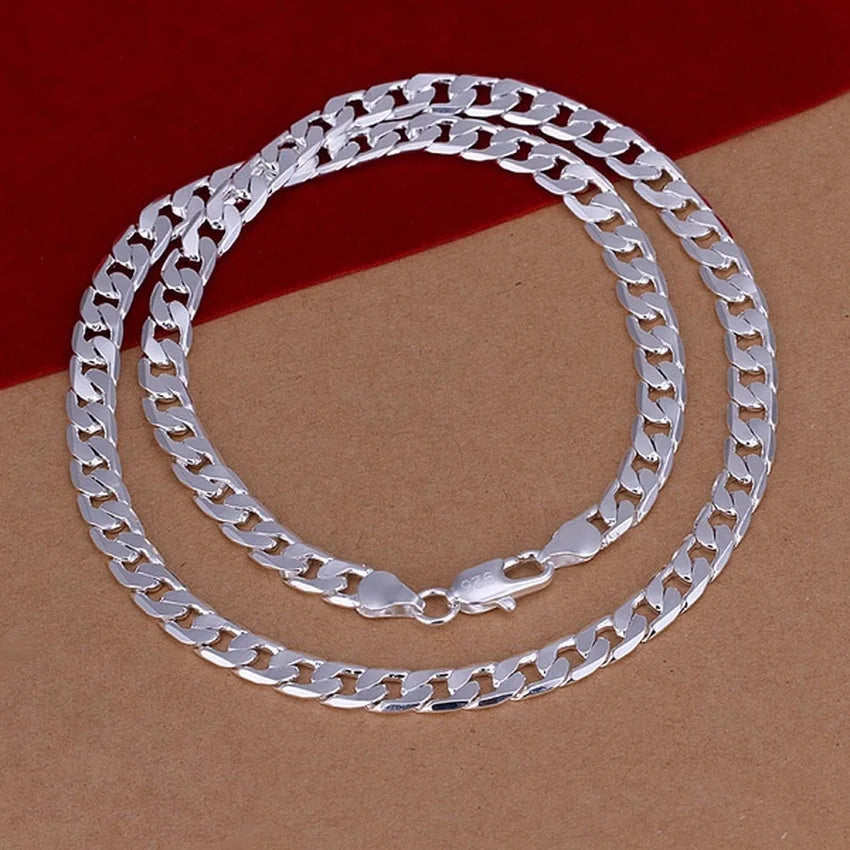 Fine 925 Sterling Silver Necklace exquisite noble luxury gorgeous charm fashion 6MM men solid wedding chain women jewelry Vera Lux