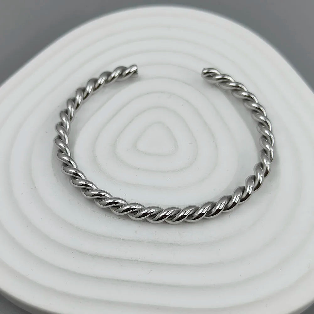 Double-layer wire-wrapped stainless steel gold-plated 18K bracelet, high-quality waterproof silver jewelry, gift for couples Vera Lux