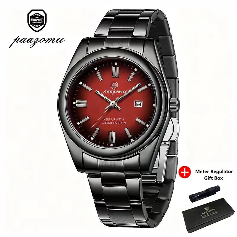 PAAZOMU Classic Casual Quartz Watch Men Waterproof Luminous Dial Business Dress Wristwatch Comfortable Band Analog Display Gift Vera Lux